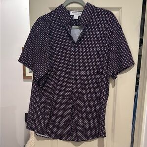 Mizzen+main  Navy Patterned Short Sleeve Shirt size xl trim